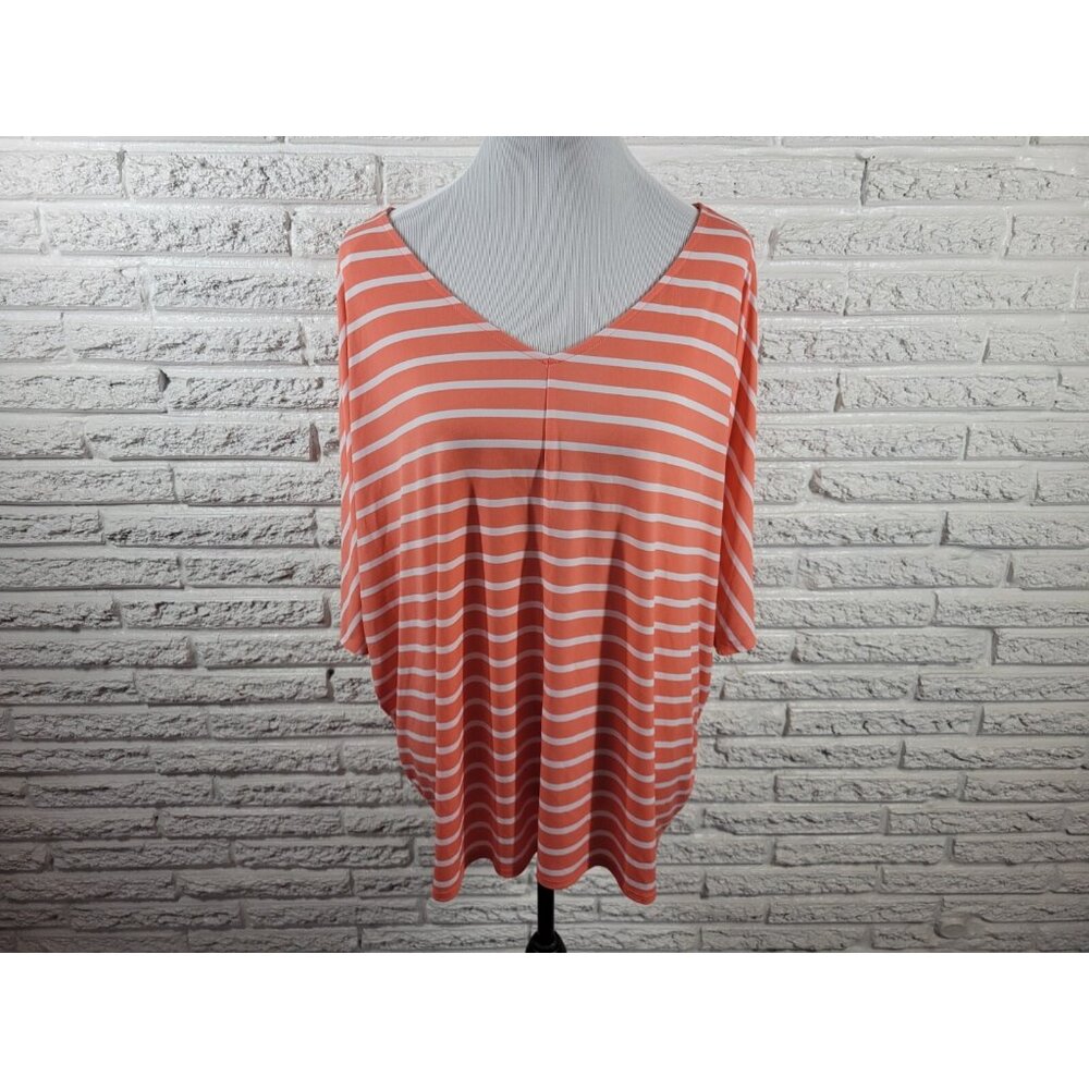 Gloria Vanderbilt Womens Top Extra Large Oversized Pink Stripe STR147XE